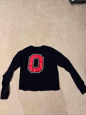 Top of the World Women's Navy Long-Sleeve Tee with Red 'O' Graphic